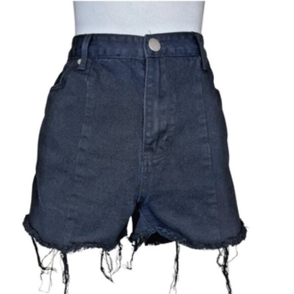 Boohoo Plus High Waisted Ripped Detail Denim Shorts Size 16 Thrashed - Picture 1 of 8
